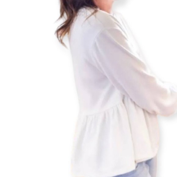 NWOT JOE FRESH Jillian Harris Collab Mindy Peplum Top Cream Ivory size Medium - Picture 8 of 8